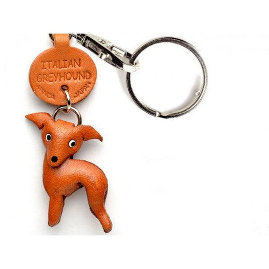 Italian Greyhound Leather Dog Keychain