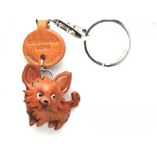 Chihuahua Long Haird/coat Leather Dog Keychain