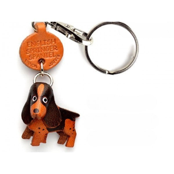 English Springer Genuine Leather Dog Keychain - Handcrafted 3D, Dog Lover Gift, Purse Charm, 3D Leather Art, Made in Japan