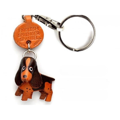 English Springer Genuine Leather Dog Keychain - Handcrafted 3D, Dog Lover Gift, Purse Charm, 3D Leather Art, Made in Japan