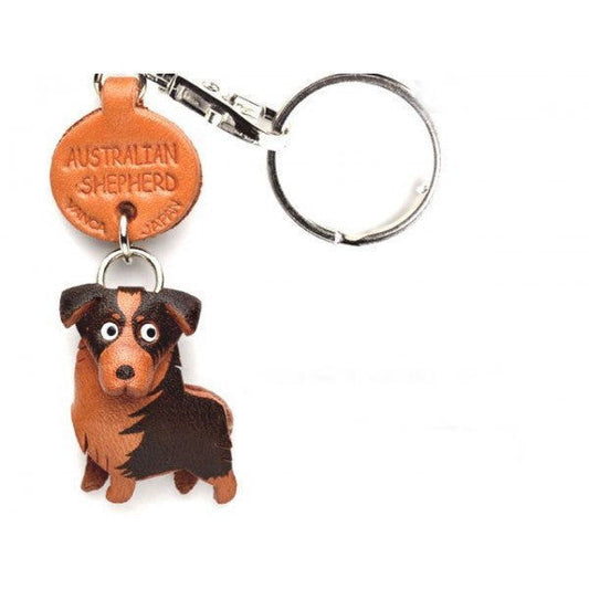 Australian Shepherd Leather Dog Keychain