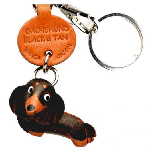 Dachshund Long B&T Leather Dog Keychain