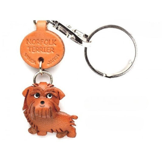 Norfolk Terrier Leather Dog Keychain