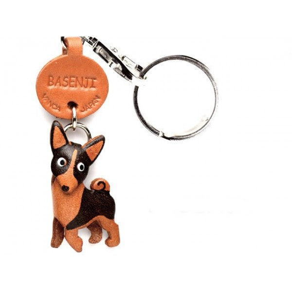 Basenji Genuine Leather Dog Keychain - Handcrafted 3D, Dog Lover Gift, 3D Leather Art, Pet Memorial Gift, Made in Japan