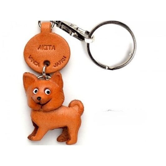 Akita Leather Dog Keychain