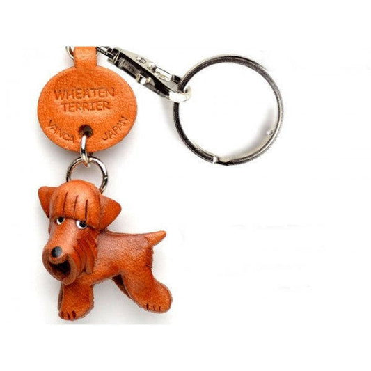 Wheaten Terrier Leather Dog Keychain