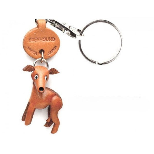 Greyhound Leather Dog Keychain