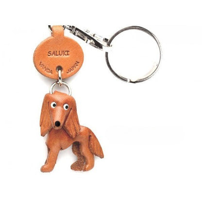Saluki Genuine Leather Dog Keychain - Handcrafted 3D, Dog Lover Gift, Bag Charm, 3D Leather Art, Made in Japan