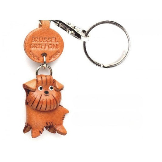 Brussels Griffon Leather Dog Keychain