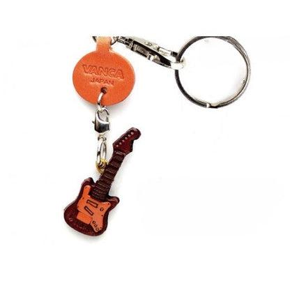 Electric Guitar Leather Keychain