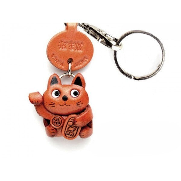 Lucky Cat/Manekineko Leather Keychain