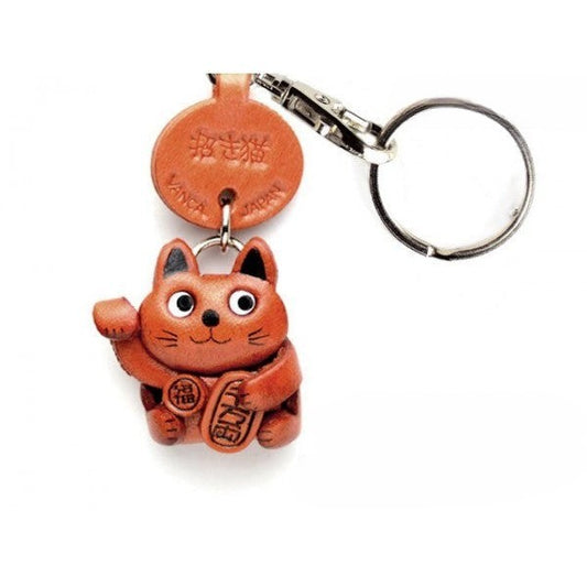 Lucky Cat/Manekineko Leather Keychain