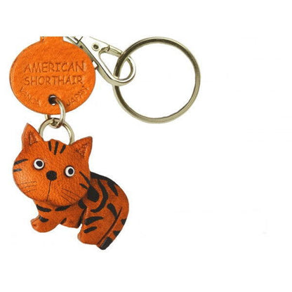 American Shorthair Leather Keychain Cat