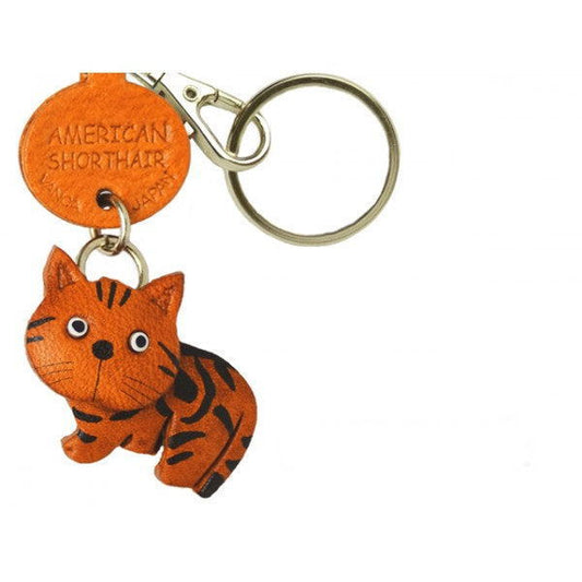 American Shorthair Leather Keychain Cat
