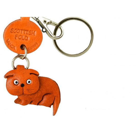 Scottish Fold Leather Keychain Cat