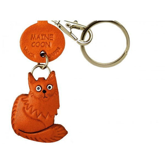 Maine Coon Leather Keychain Cat