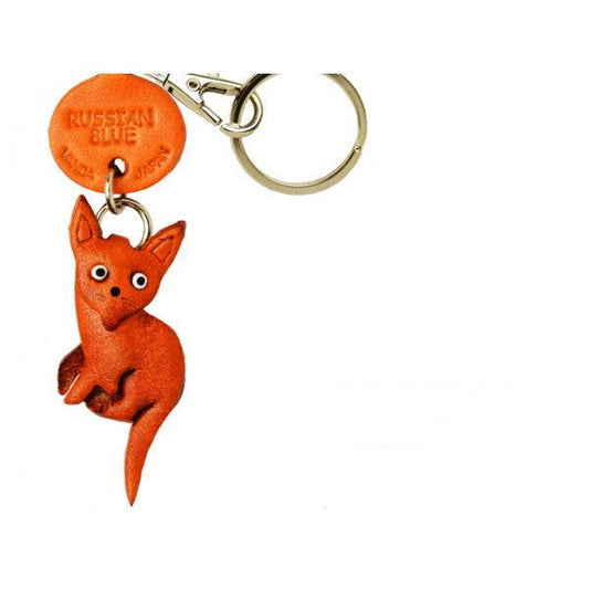 Russian Blue Leather Keychain Cat