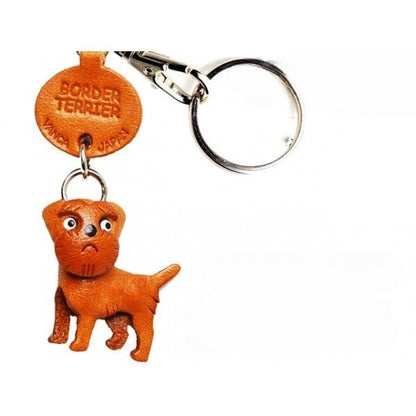 Border Terrier Genuine Leather Dog Keychain - Handcrafted 3D, Pet Memorial Gift, Purse Charm, Car Key Fob Charm, Made in Japan