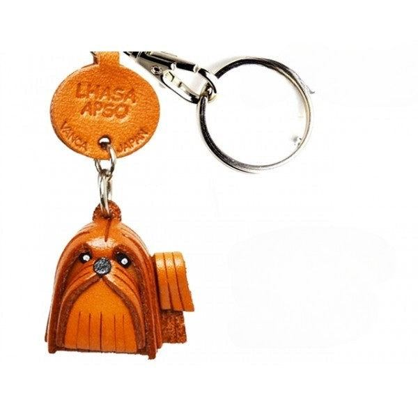 Lhasa Apso Genuine Leather Dog Keychain - Handcrafted 3D, Dog Lover Gift, Car Key Fob Charm, Pet Memorial Gift, Made in Japan