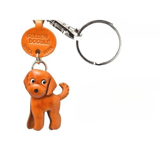 Goldendoodle Leather Dog Keychain