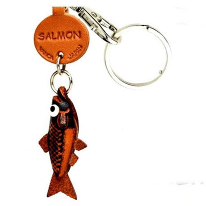 Salmon Japanese Leather Keychains Fish