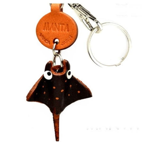 Manta Ray Leather Keychain Sea Animals