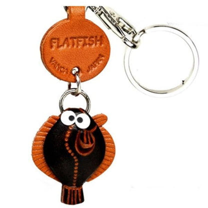 Flatfish Japanese Leather Keychains Fish