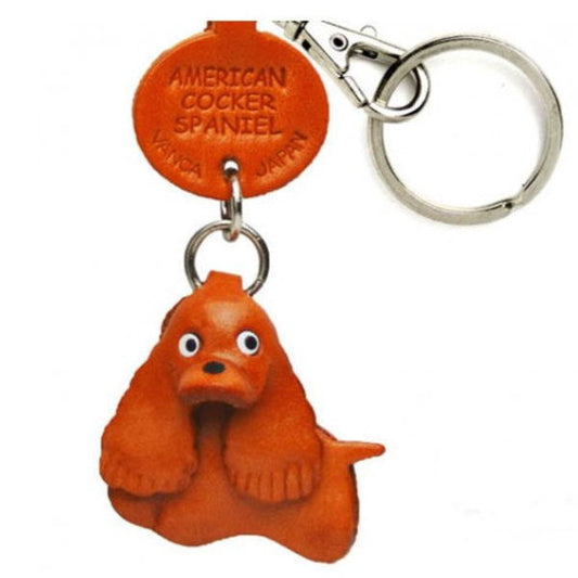 American Cocker Spaniel Leather Dog Keychain