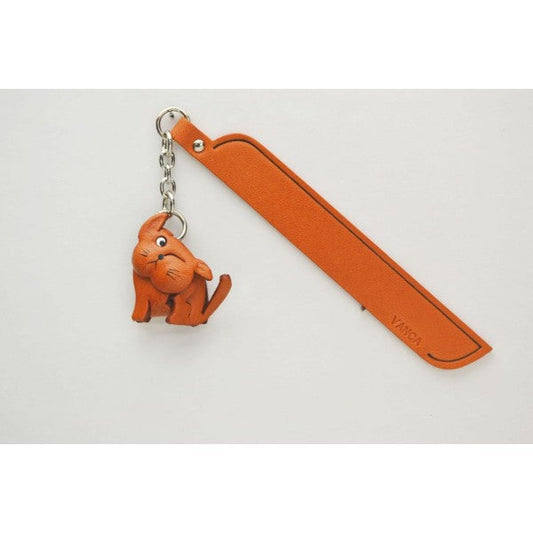 Scratching Cat Plain Leather Charm Bookmarker