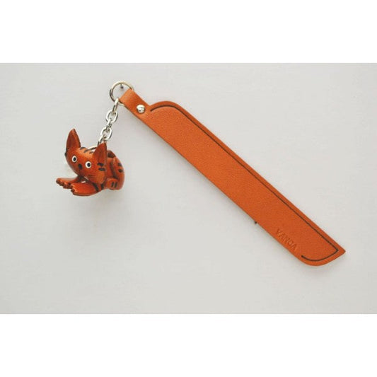 Sitting Cat Tabby Leather Charm Bookmarker