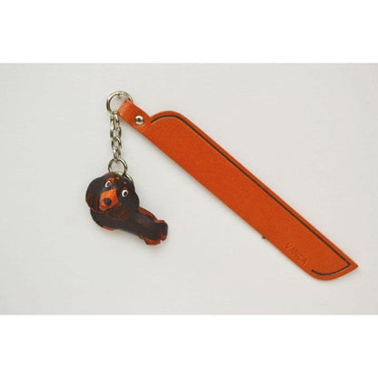 Dachshund long Black&Tan Leather dog Charm Bookmarker