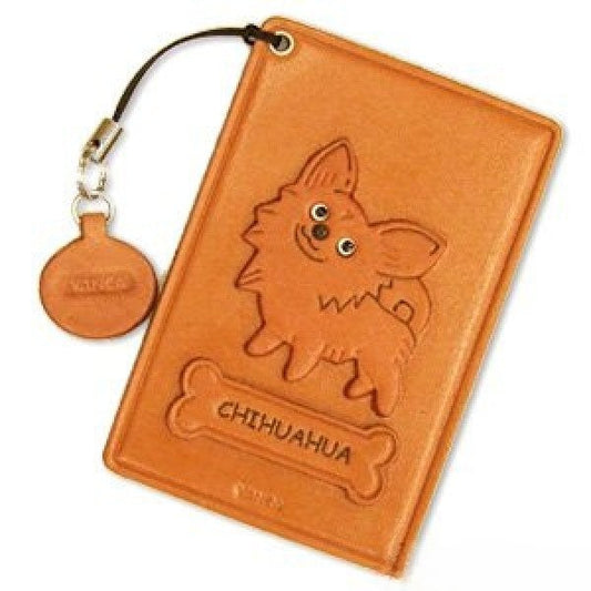 Chihuahua Long Haird Leather Commuter Pass case/card Holders #26448