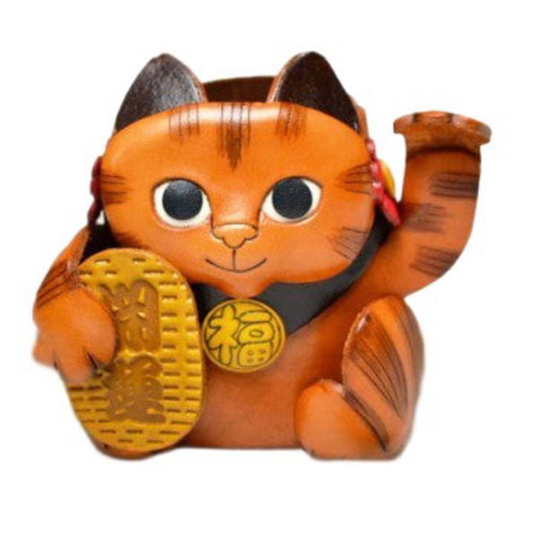Lucky Cat Handmade Genuine Leather Eyeglasses Holder/Stand #26250
