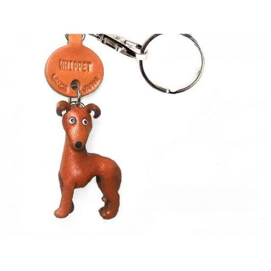 Whippet Leather Dog Keychain