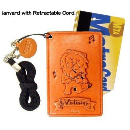 Dog with Guitar Leather Commuter Pass case/card Holders #26426