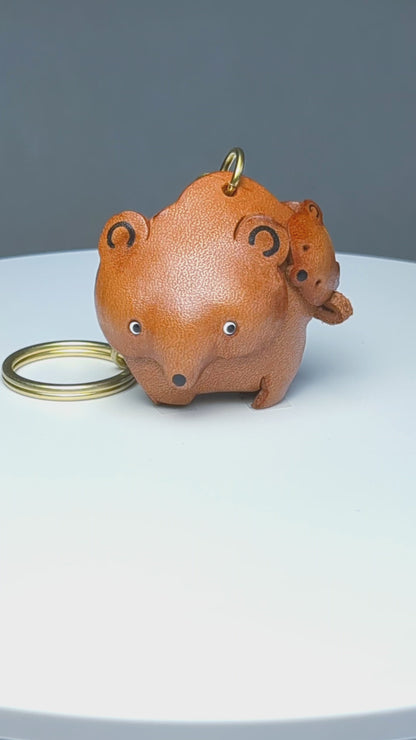 Bear Family Leather Keychain(L)