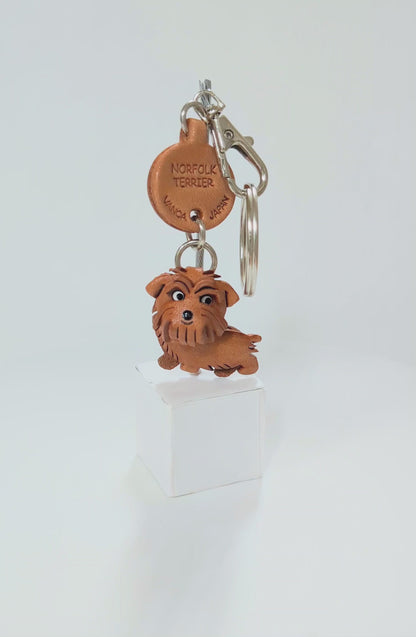 Norfolk Terrier Leather Dog Keychain