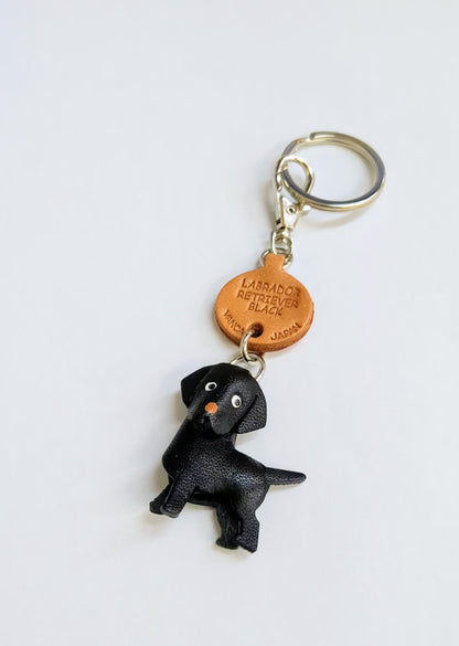 Labrador Retriever Black Leather Dog Keychain