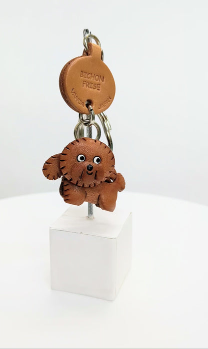 Bichon Frise Leather Dog Keychain