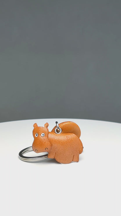 Hippopotamus Japanese Leather Keychains Animal