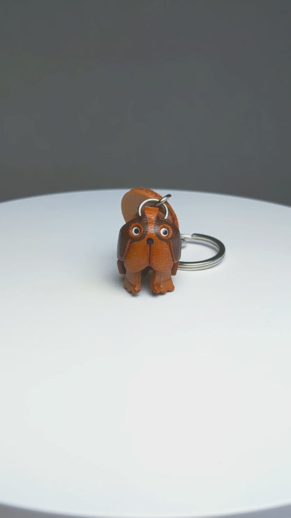 St.Bernard Genuine Leather Dog Keychain - Handcrafted 3D, Unique Pet Keepsake, 3D Leather Art, Purse Charm, Made in Japan