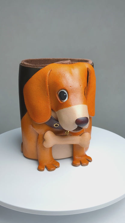 Beagle Handmade Leather Dog Eyeglasses Holder/Stand #26201