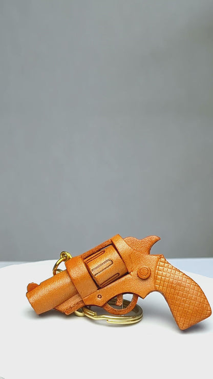 Gun (Pistol) Leather Keychain(L)