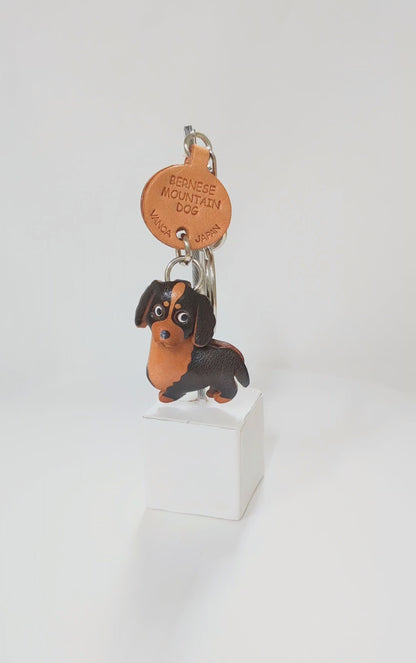 Bernese Mountain Dog Leather Dog Keychain