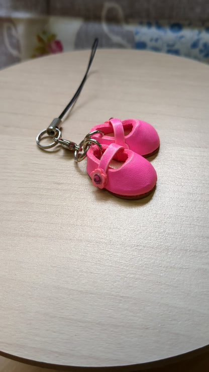 First Shoes Pink Leather Cellularphone Charm