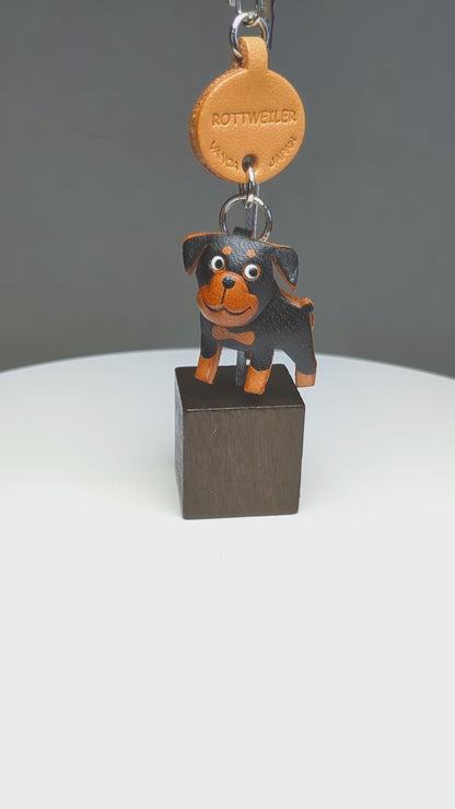 Rottweiler Leather Dog Keychain