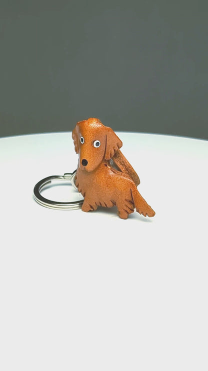 Golden Retriever Leather Dog Keychain