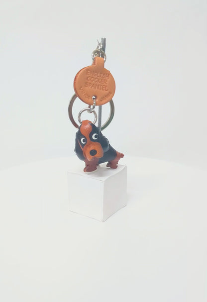 English Cocker Spaniel Leather Dog Keychain