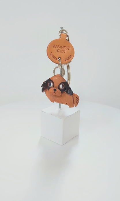 Japanese Chin Leather Dog Keychain