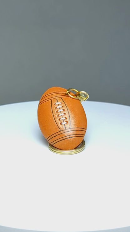 Rugby Ball/American Football Leather Keychain